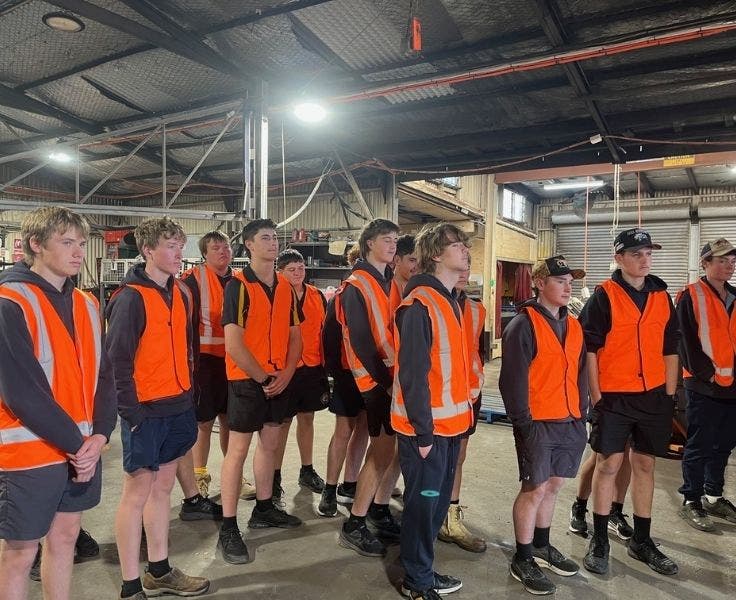 Students watching demonstration